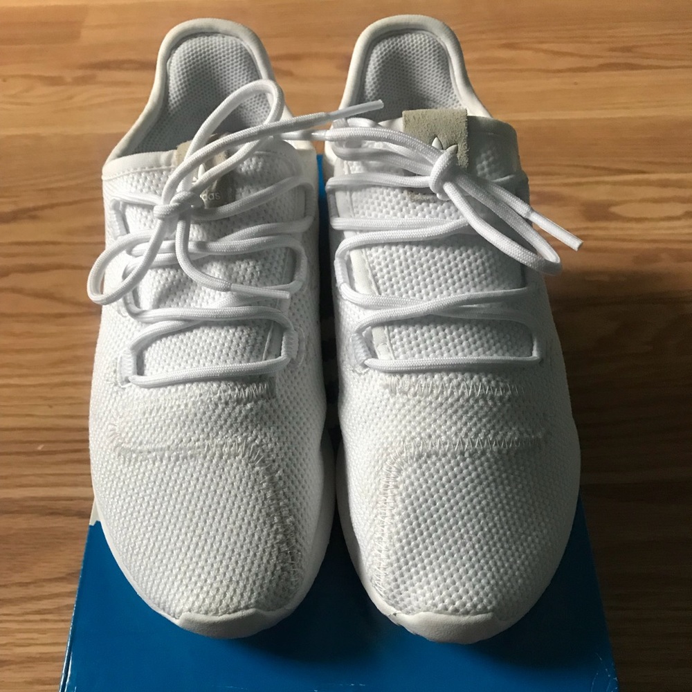 Kids Adidas Tubular Shadow All White Sneakers